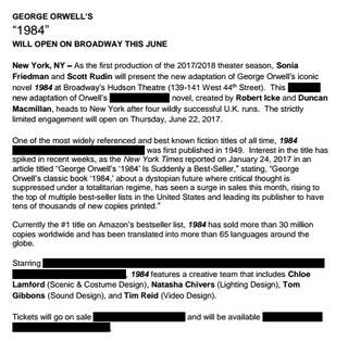 Illustration for article titled 1984 is coming to Broadway
